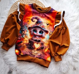 Bluza panel dziewczynka rękaw bufka + falbanki