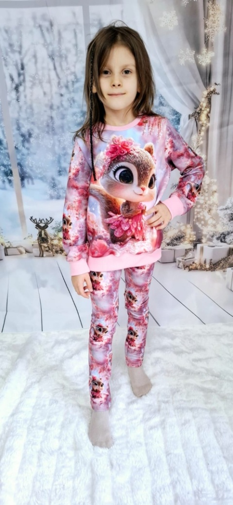 Bluza panel wiewiórka różowa