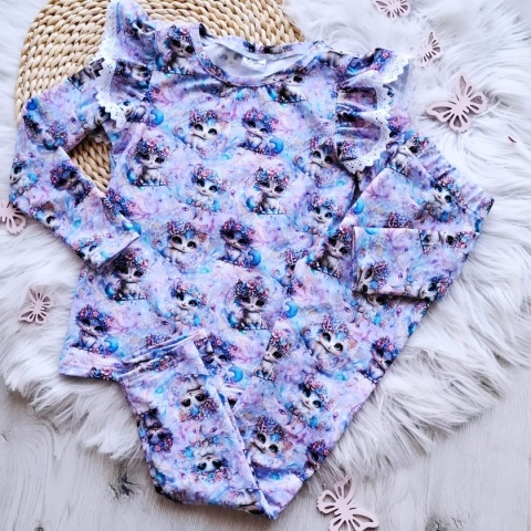 Bluzka długi rękaw z falbanką + leginsy