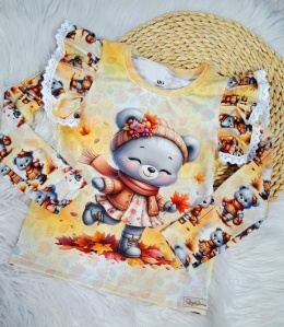 Bluzka panel miś i falbanka