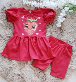 Tunika kolor malinowy z aplikacją truskawki